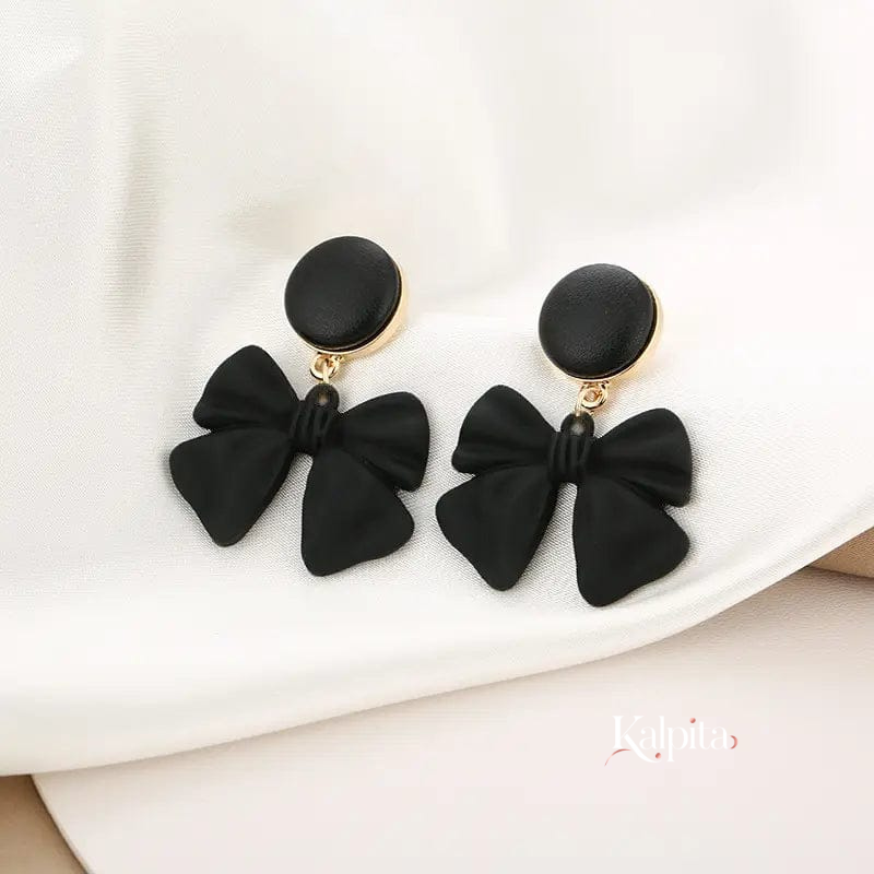 Midnight Matte Black Bow Earrings